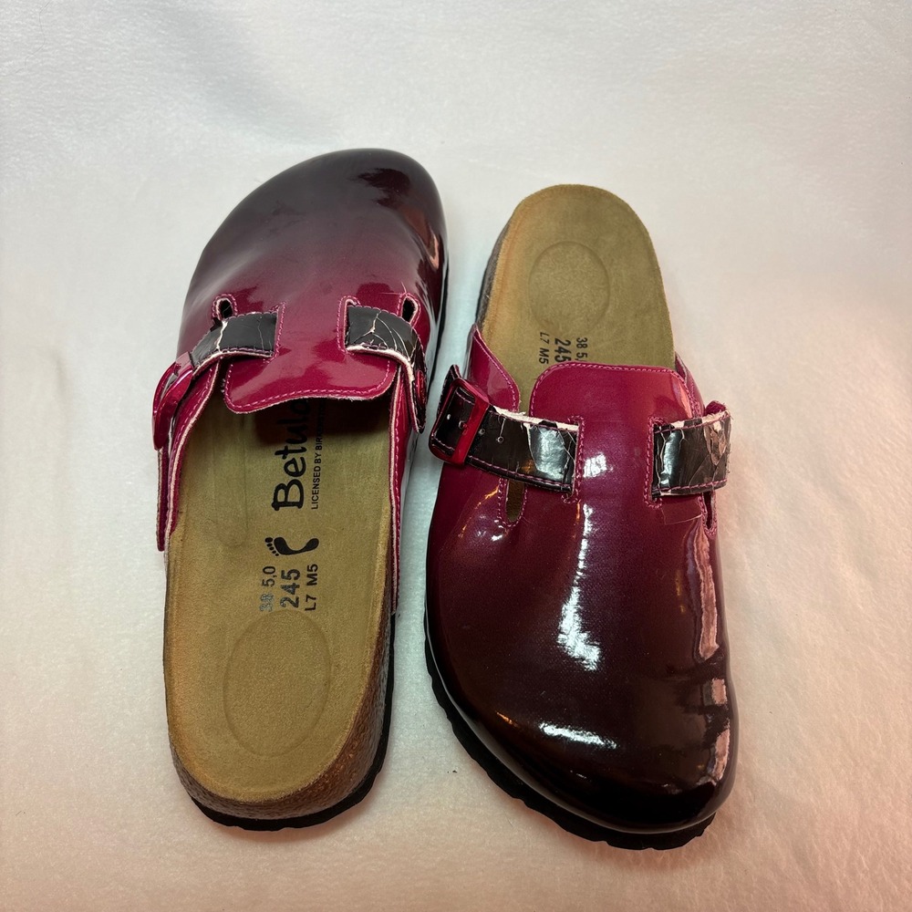Betula by Birkenstock Women Ombre Patent Leather Clogs Burgundy Purple EU 38 L7
